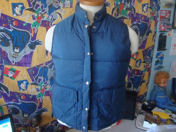 Vintage Woolrich Down Puffer Navy Blue Vest Size S - image 1