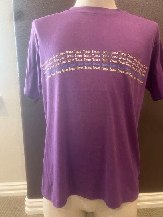 Vintage 80's Texas Print Purple T Shirt Size M - image 2