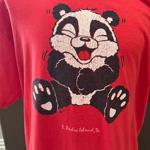 Vintage 80's South Padre Island, Texas Panda Red T Shirt Size XL