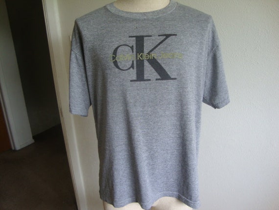 Vintage 90\'s Calvin Klein Jeans Gray T Shirt Size XL - Etsy