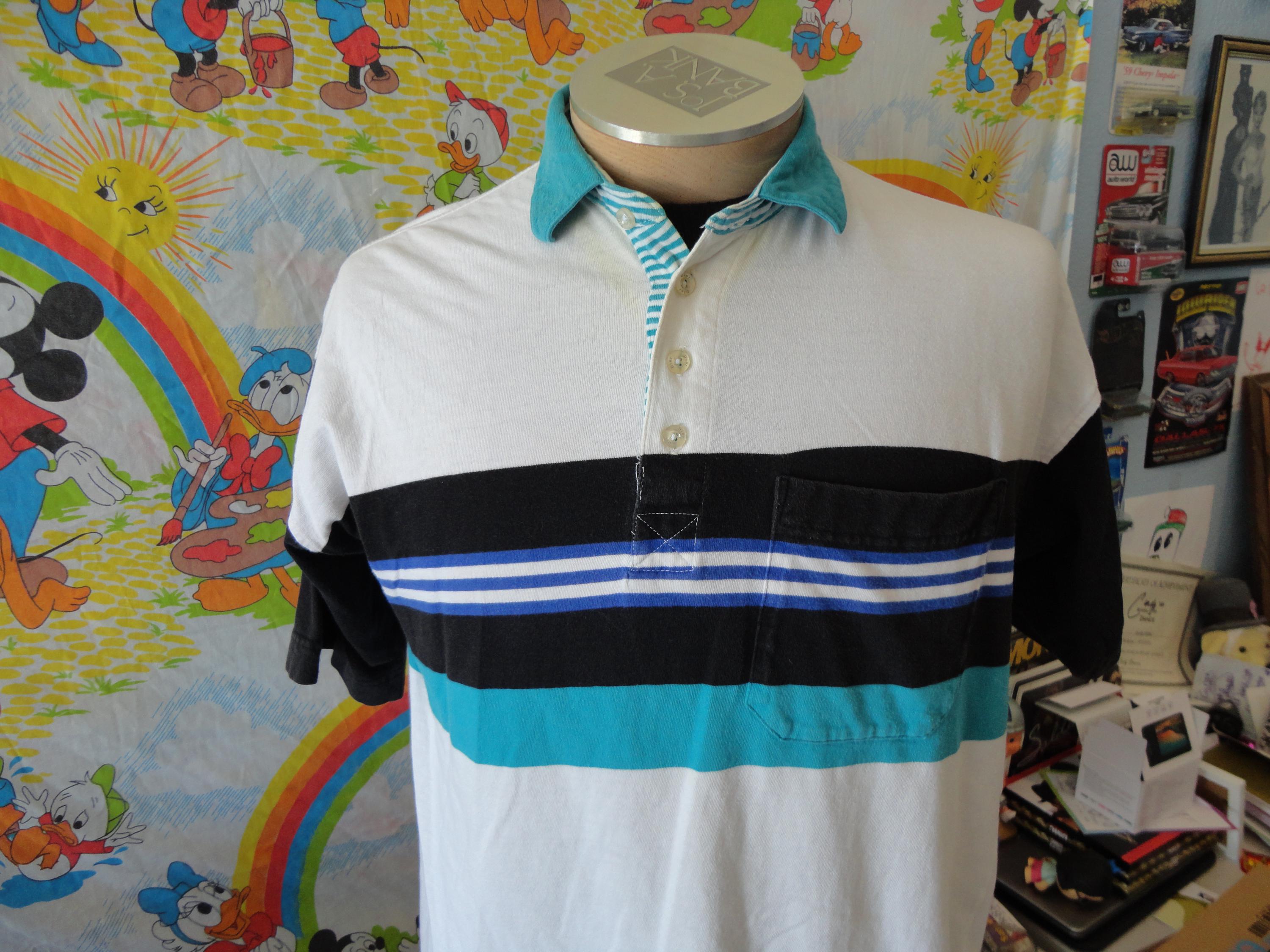 【Christian Dior】1990s Stripe S/S Shirt Vintage 80s 90s Christian Dior Striped Polo Pocket Shirt M