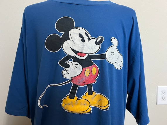 Vintage 80's Mickey Mouse Blue T Shirt Size 4XL - image 1