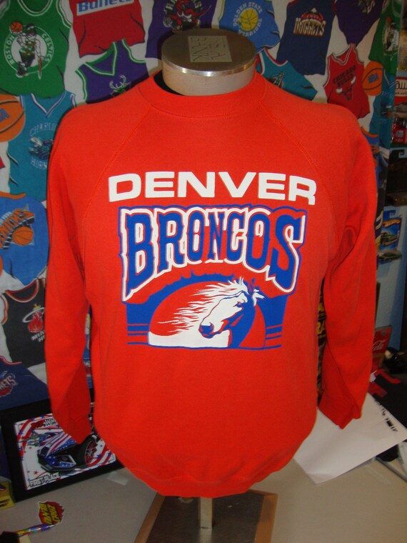 Vintage 80's Denver Broncos Football Orange Crewn… - image 2
