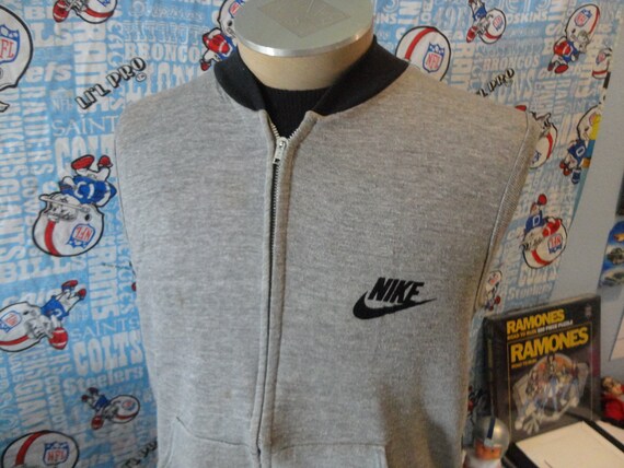 Vintage 80's Nike Swoosh Spellout Gray Zip Up Sle… - image 1