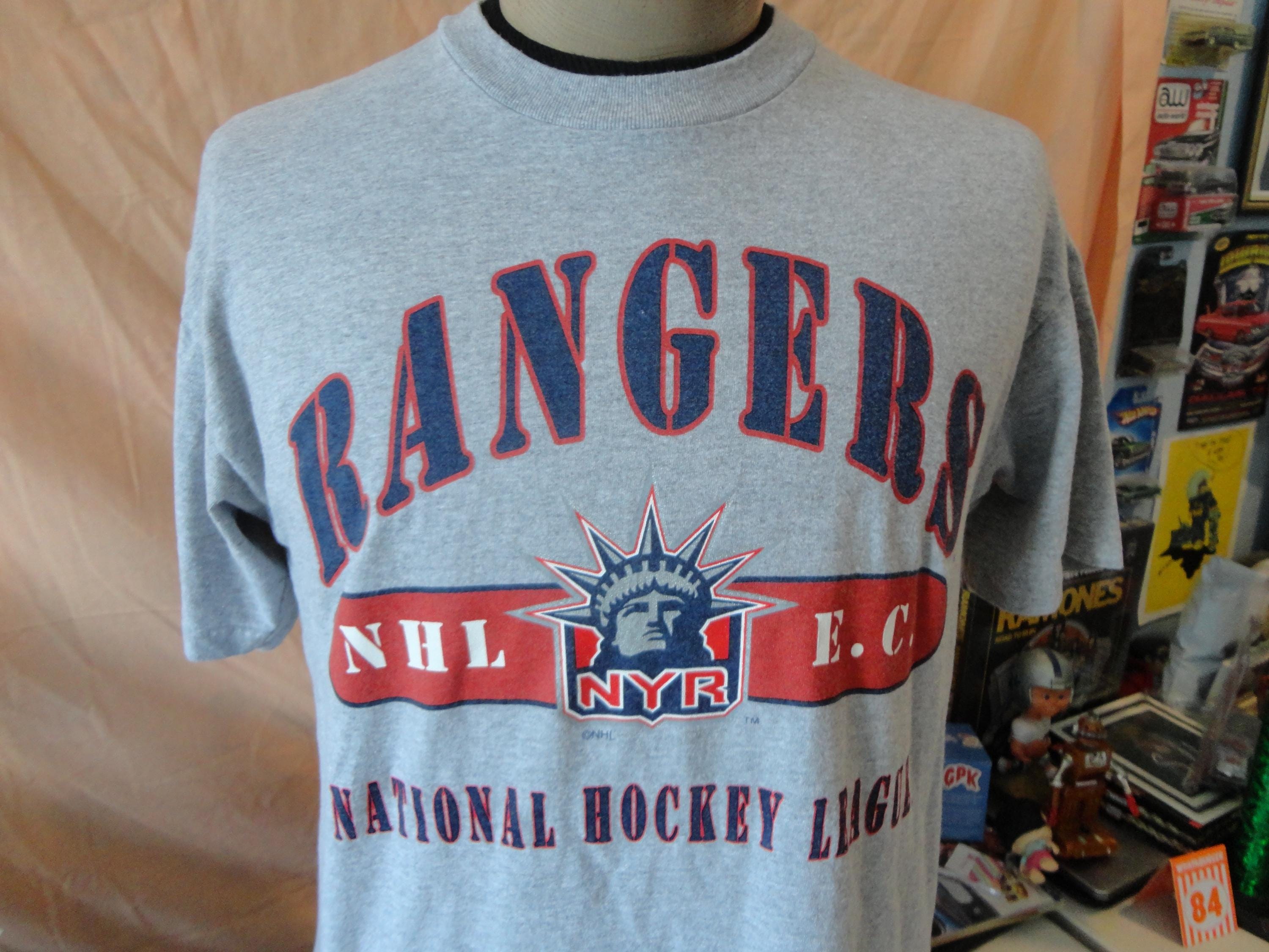 Vintage 90's New York Rangers Lady Liberty NHL Hockey T Shirt Size