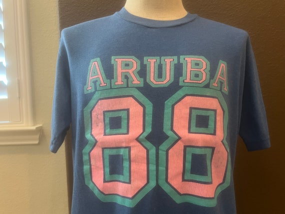 Vintage 80's 1988 Aruba Blue T Shirt Size L - image 1