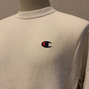 Vintage 90’s Champion Sports Reverse Weave White Crewneck Sweatshirt Size M