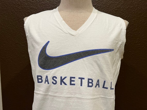 Vintage 90 s Nike Basketball White Sleeveless T Shirt Size M