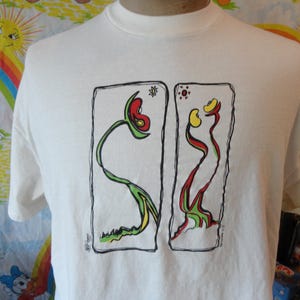 Vintage 90’s Blumen Designs 1993 Single Stitch Art Tee White T Shirt XL
