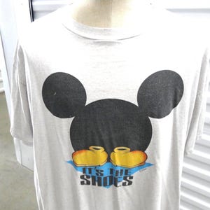Vintage 90's Mickey Mouse It's The Shoes Gray T Shirt Size 2XL image 1