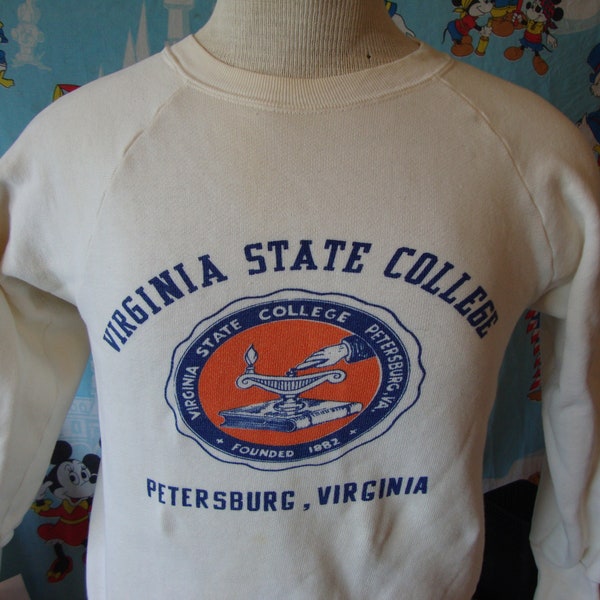 Vintage 80's Virginia State College Petersburg Virginia Crew Neck Sweatshirt Size S small