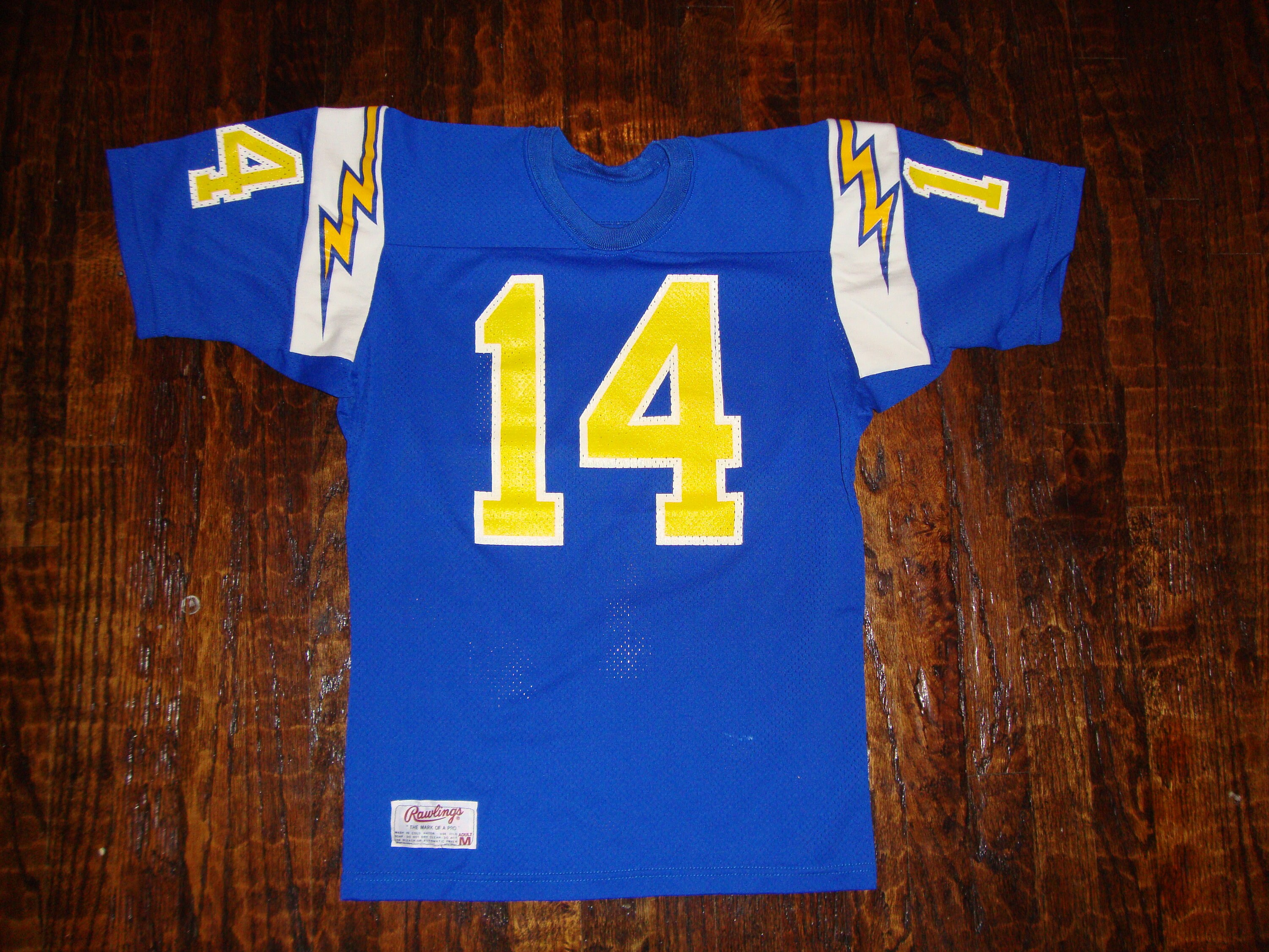 Vintage 80s Sand Knit San Diego Chargers Dan Fouts Rawlings Jersey M Etsy