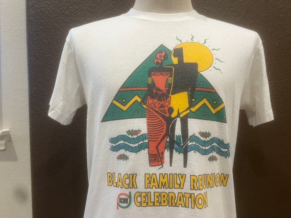 Vintage 90's Black Family Reunion Celebration White T Shirt Size M