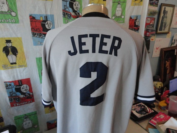 Vintage New York Yankees Derek Jeter 2 Gray Jersey XL 