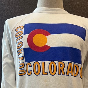 Vintage 80er Jahre Colorado State Flag weiß Crewneck Sweatshirt Größe M