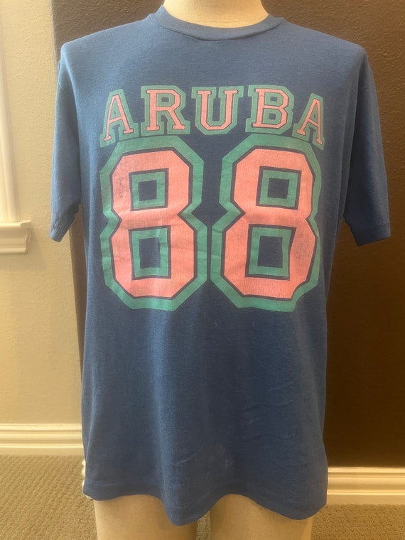 Vintage 80's 1988 Aruba Blue T Shirt Size L - image 2