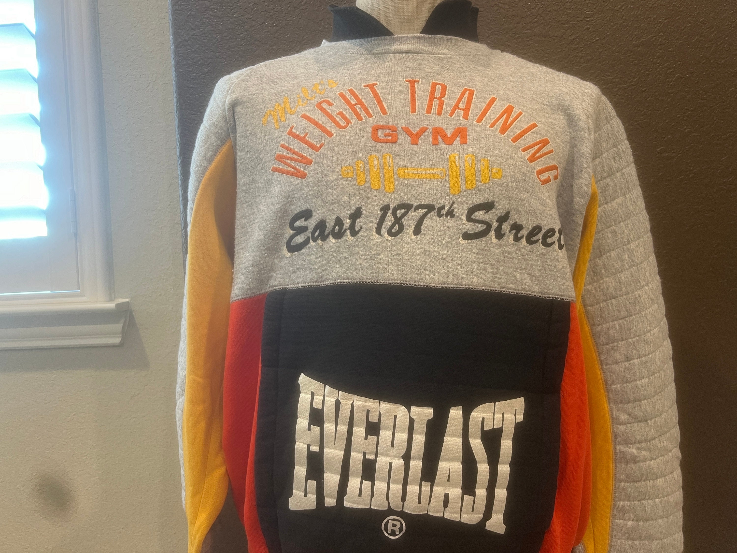 Vintage 80's Milt's Weight Training Gym Grey Boxing Sweatshirt Size L