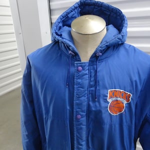 Vintage 90&#39;s New York Knicks NBA Starter Blue Parka Puffer Jacket Size XL