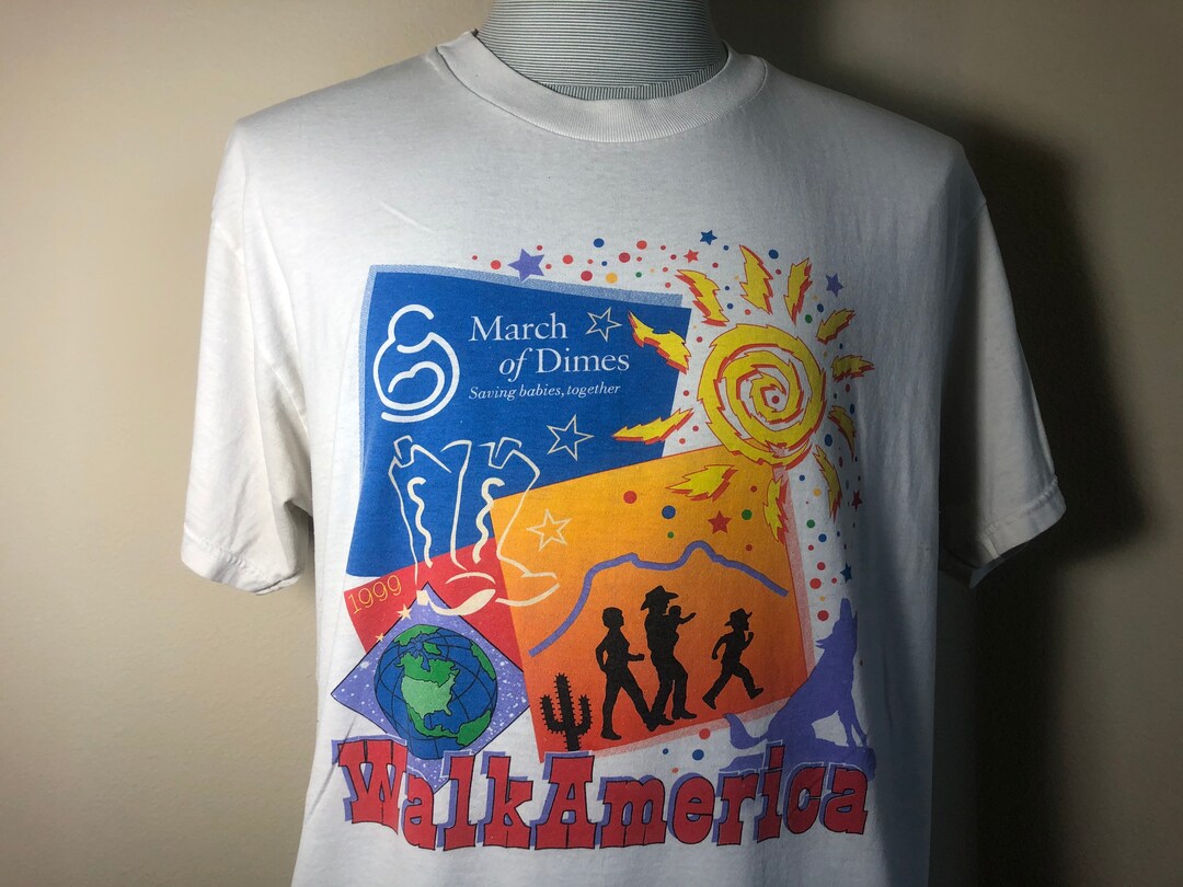 90'S ALORE March of Dimes Printed T-Shirt Made in USA Men's M Vintage /eaa437329