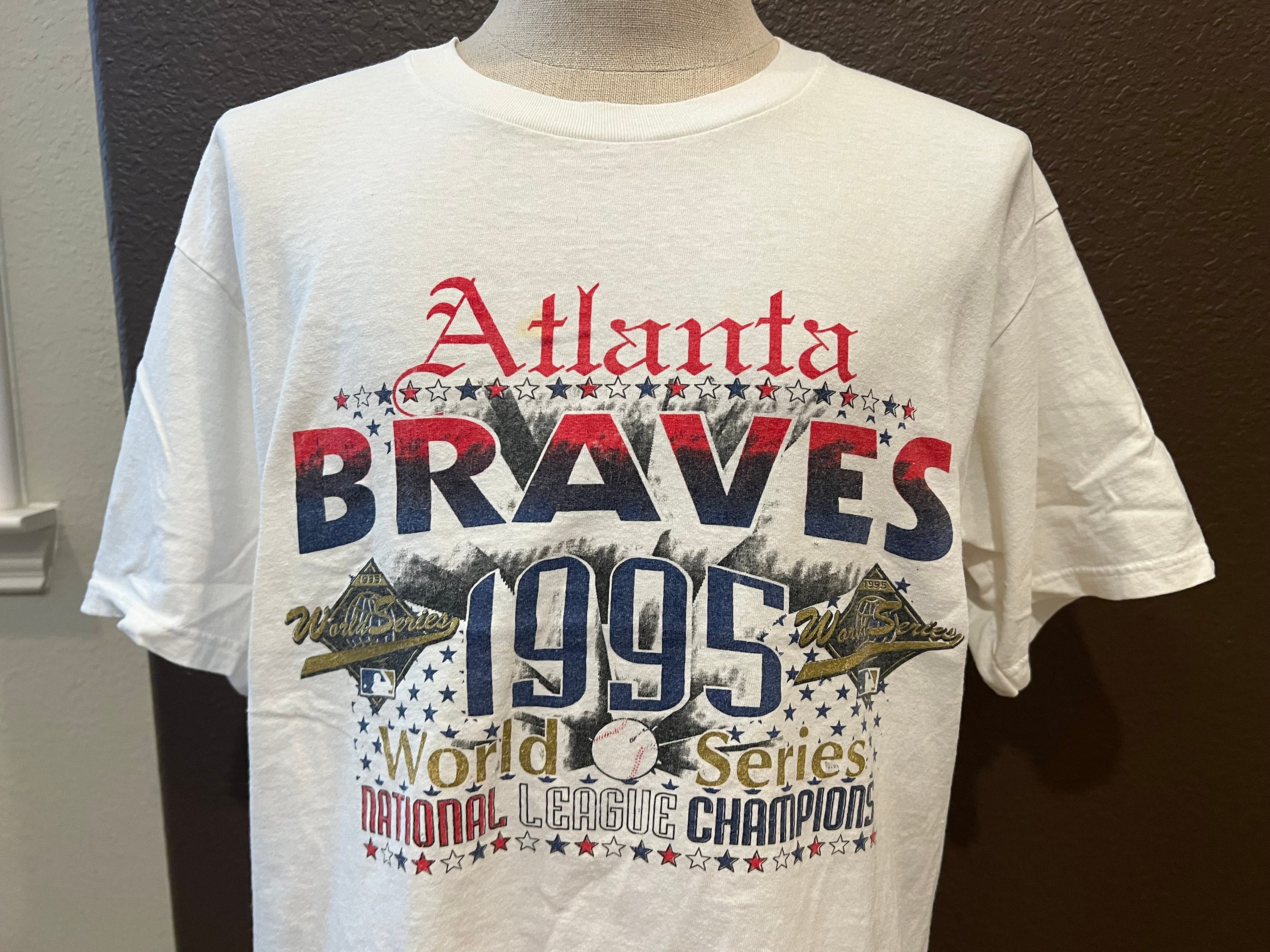 Vintage Atlanta Braves 1995 World Series Champions T Shirt White