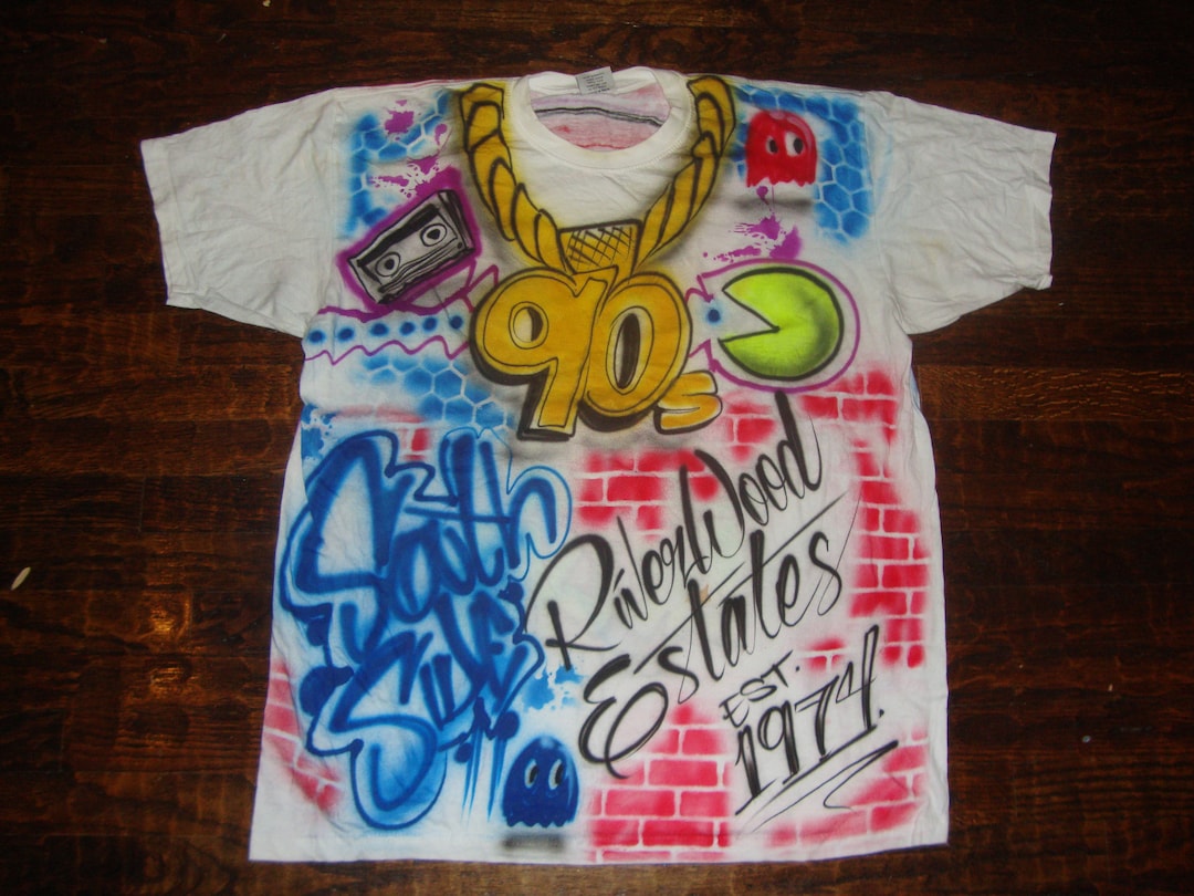 ファッション・ブランド THE BEAST Graffiti T-Shirt by Cigarette-burns (WHITE(EVA-02)) Vintage 90's Rap Hip Hop California West Coast Graffiti Art