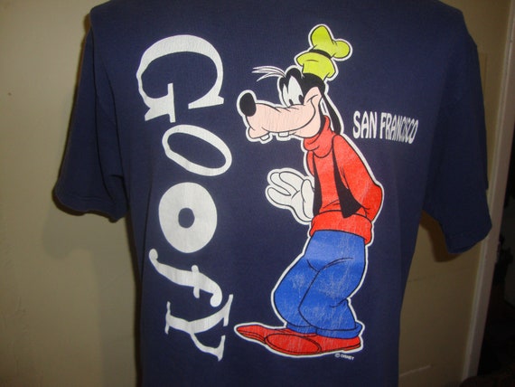 Vintage 90's Walt Disney Goofy San Francisco Tourist Navy Blue T