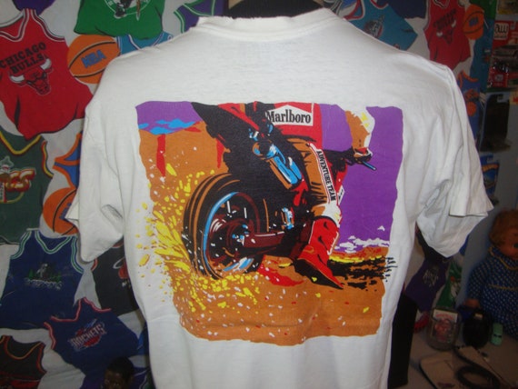 Vintage 90's Marlboro Cigarettes Motorcycle Racing Dirtbike T