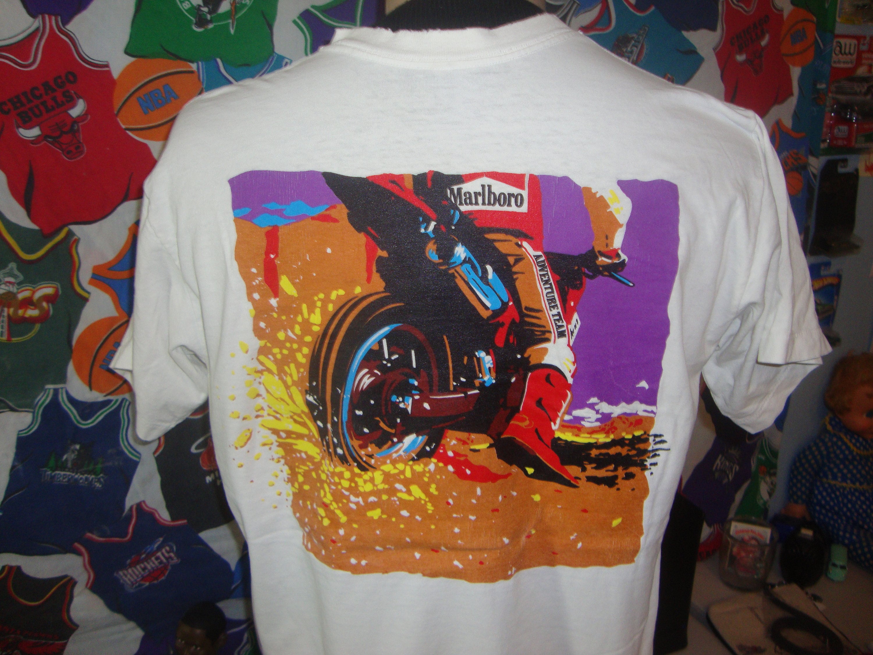 Vintage 90's Marlboro Cigarettes Motorcycle Racing Dirtbike T