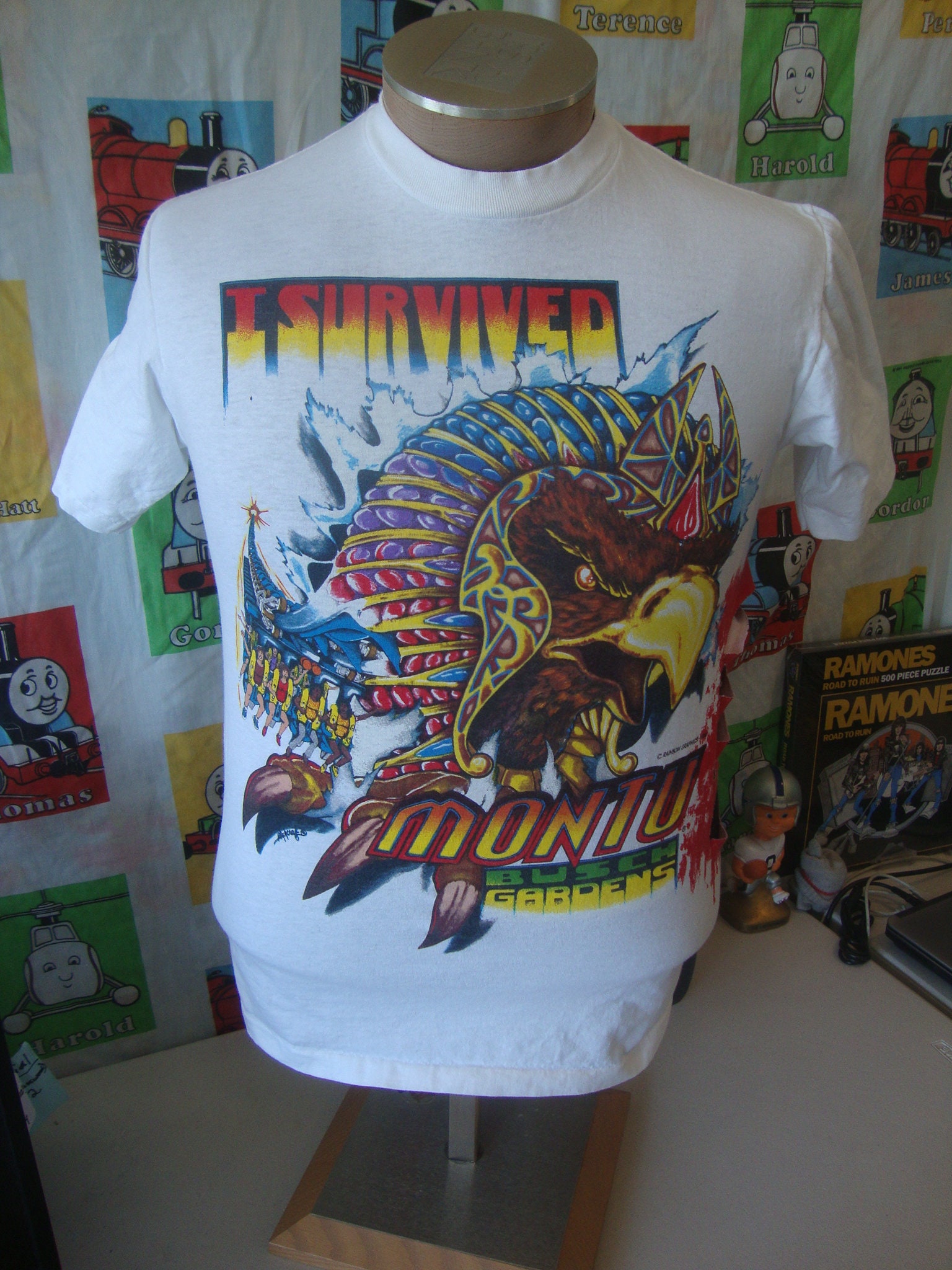 洋楽 G-RAP T-BIRD - IT'S A PLAVA'S WORLD Vintage 90's Busch Gardens I Survived Montu 1996 Rollercoaster T