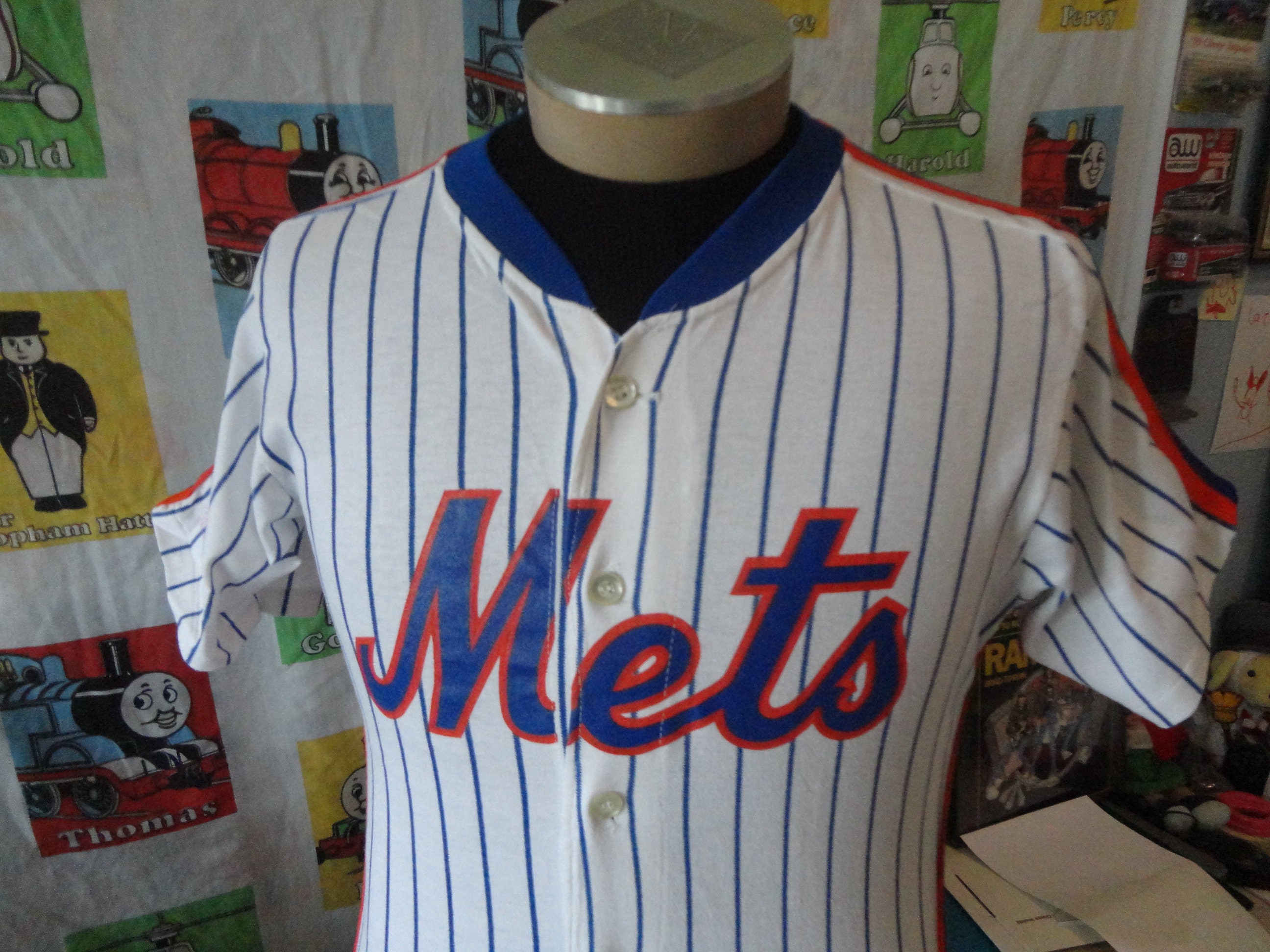 Vintage 80's New York Mets Rawlings MLB Pinstripe Jersey S