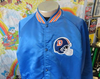 Denver Broncos Vintage 80s Chalk Line Satin Bomber Jacket - NFL