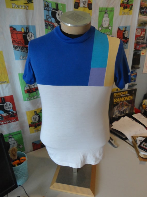 Vintage 80's Adidas Color Block T Shirt Size S - image 2