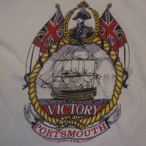 Vintage 80&#39;s Victory Portsmouth England White T Shirt Size XS