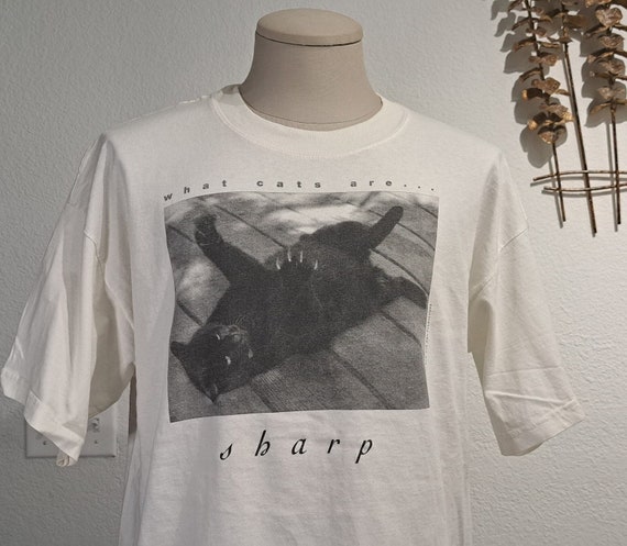Vintage 90s What Cats are...Sharp Cute Cat white … - image 1