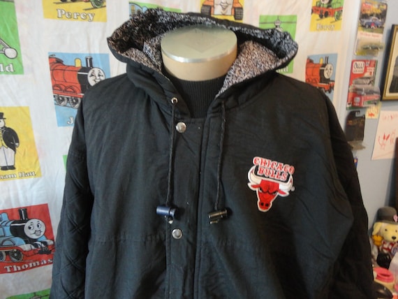 Vintage 90 s Chicago Bulls NBA Black Jacket Parka Coat Size XL