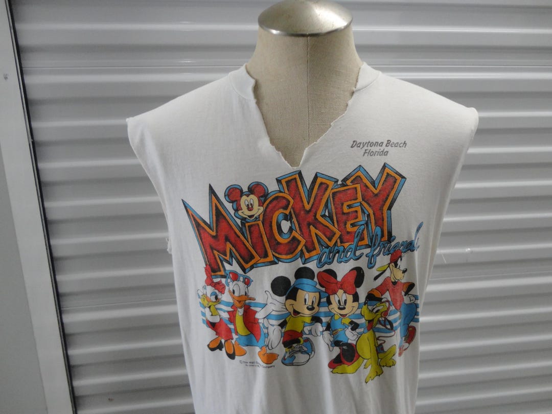 T-shirt long Mickey Mouse#, col rond et manches courtes, blanc cassé