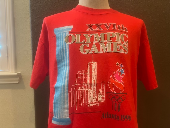 Vintage 90's 1996 Atlanta Olympic Games Red T Shi… - image 1