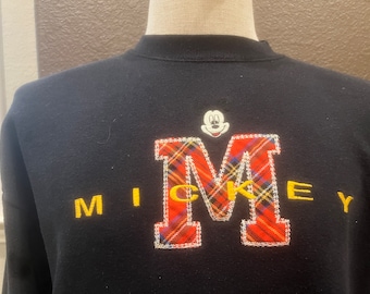 Bluza z okrągłym dekoltem w stylu vintage z lat 90. z Myszką Miki i Disneyem w kolorze czarnym, rozmiar XL