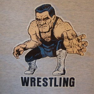 Vintage 80's Wrestling Boivin 90 LB Sports Fan Gray T Shirt Size L image 1