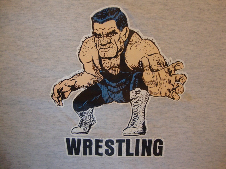 Vintage 80's Wrestling Boivin 90 LB Sports Fan Gray T Shirt Size L image 1