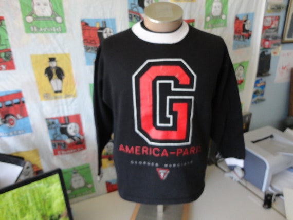 Guess, Vintage 80’s Guess USA Jeans Georges Marciano 1989 Black Crewneck Sweatshirt T Shirt Size M