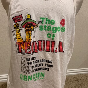 Vintage 90&#39;s The 4 Stages of Tequila Cancun Mexico Tank Top Size L