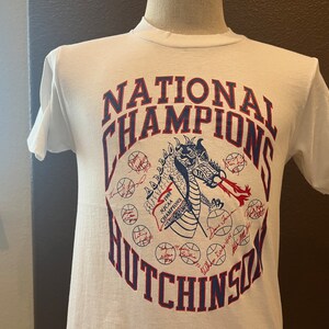 Vintage 80&#39;s 1988 NJCAA Hutchinson National Champs White T Shirt Size M