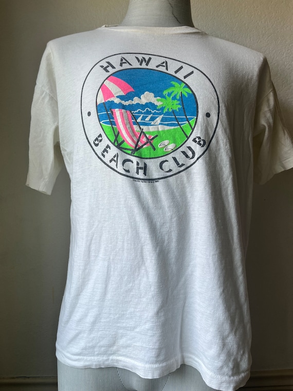 Vintage 80's Hawaii Beach Club White T-Shirt Size… - image 2