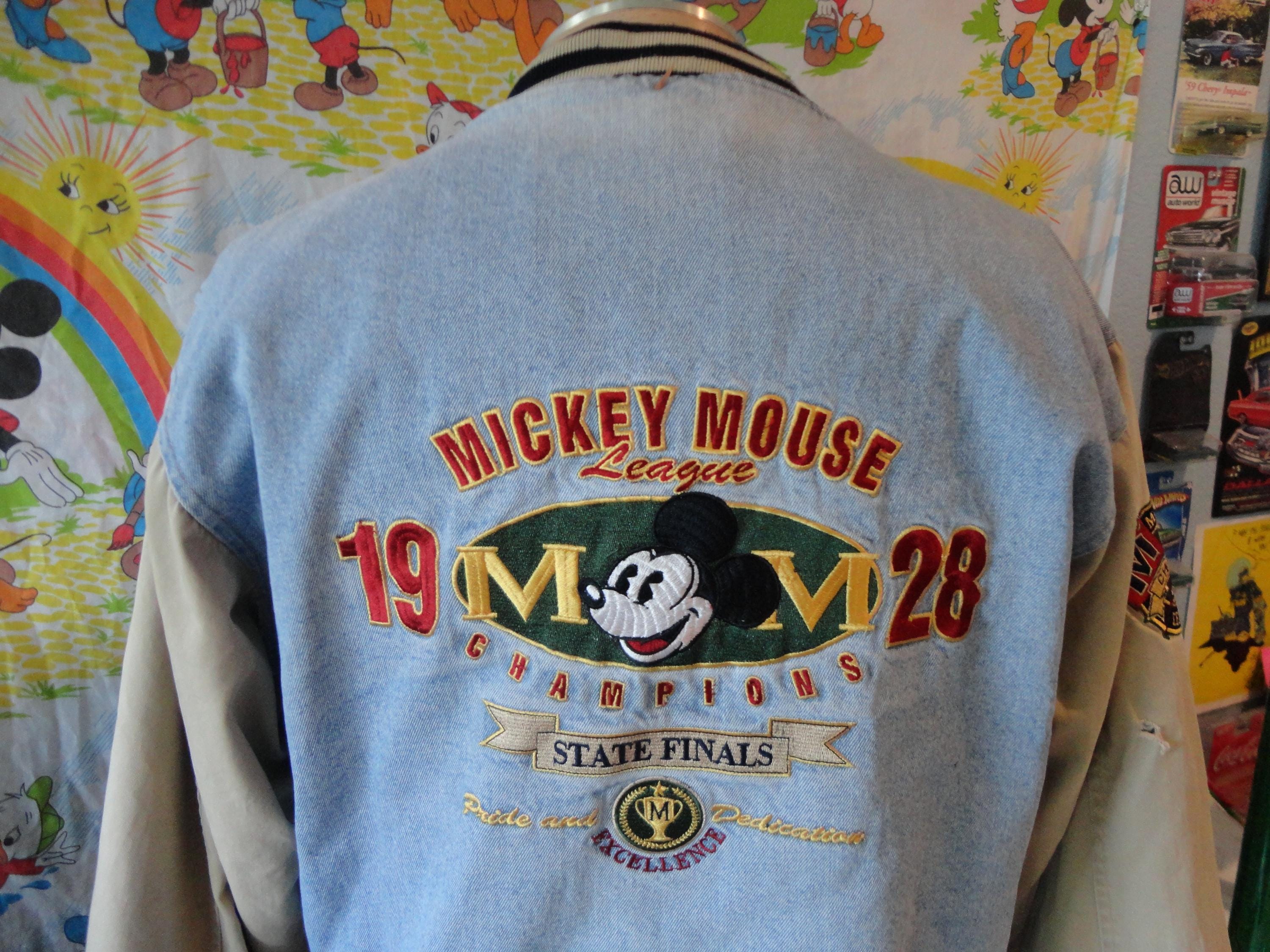 Mickey Mouse スタジャン 1928年モデル デニム/ベージュ DisneyAmericanMickeyJacketFron