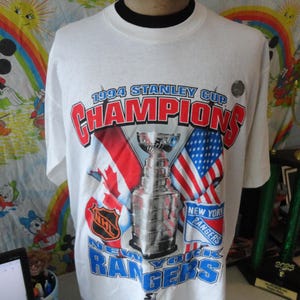 Vintage 90&#39;s NHL New York Rangers Hockey 1994 Stanley Cup Champions Starter New NWT T Shirt Size L