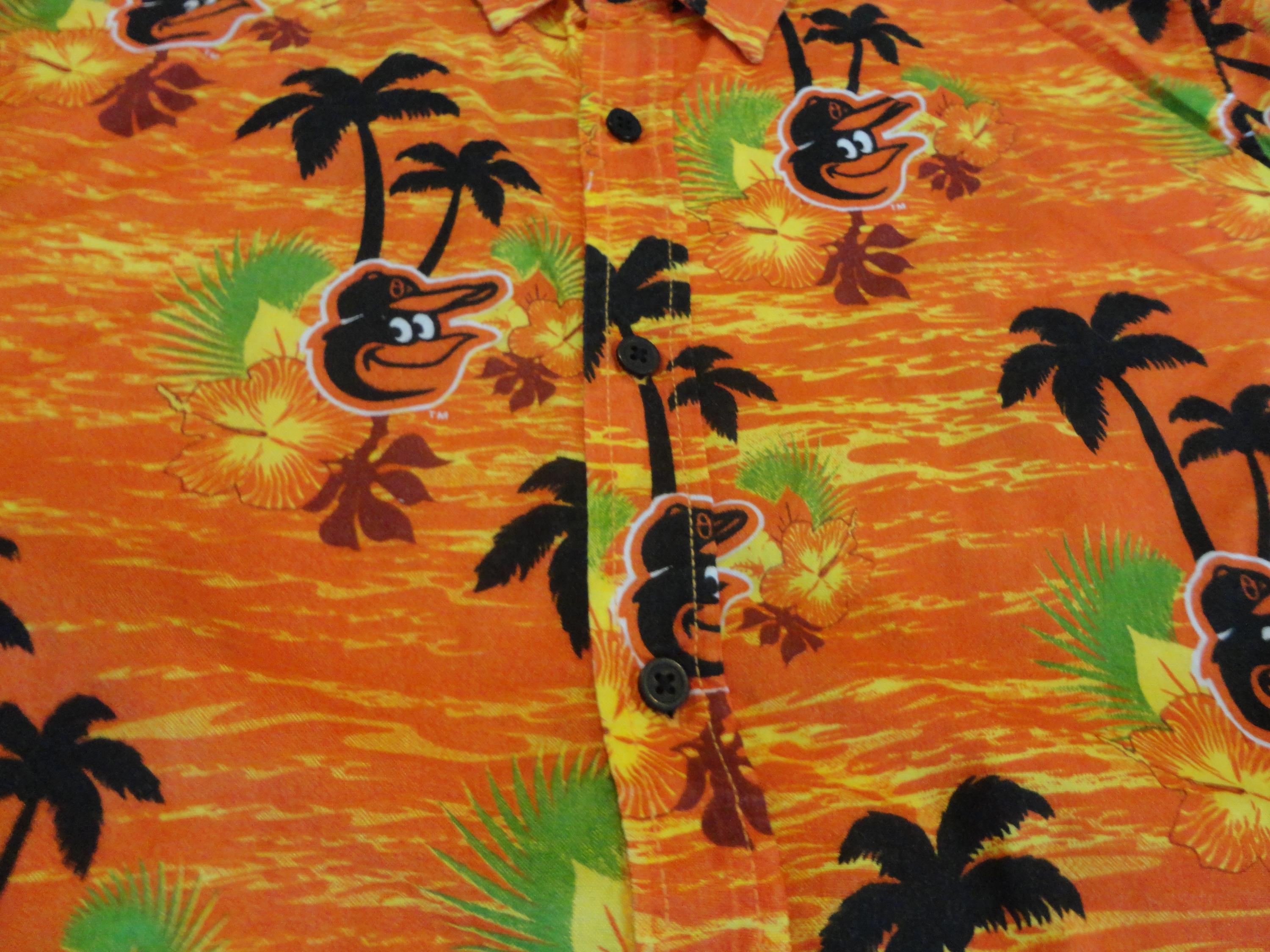 Vintage 90's Baltimore Orioles Hawaiian Palm Trees Button Down