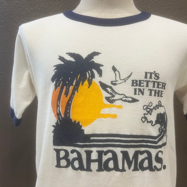 Vintage 80's 1986 Bahamas Companion Life White T Shirt Size M