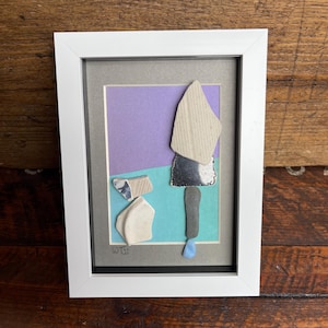 Irish Sea Glass Dog Art: Framed Sea Pottery Picture