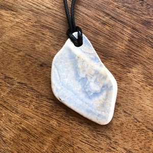 BLUE HINTS - Irish Sea pottery sherd pendant necklace gift ~ Vintage Beach Finds ~ Vegan Jewellery ~ Ireland Surfer ~ Unisex